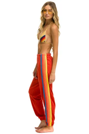 5 STRIPE SWEATPANTS - RED // NEON RAINBOW