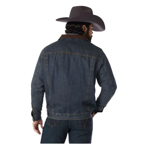 74265RT Wrangler Men's Blanket Lined Denim Jean Jacket - Rustic