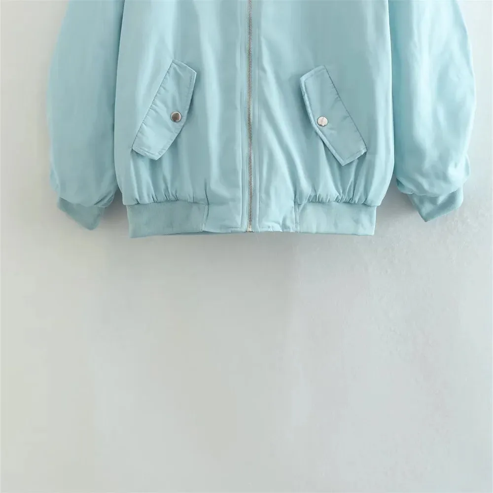 A&A Vitoria Oversized Ruched Sleeve Bomber Jacket