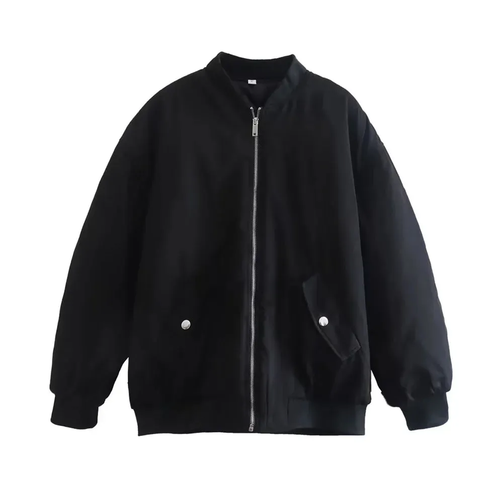 A&A Vitoria Oversized Ruched Sleeve Bomber Jacket