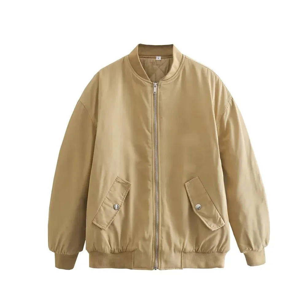 A&A Vitoria Oversized Ruched Sleeve Bomber Jacket