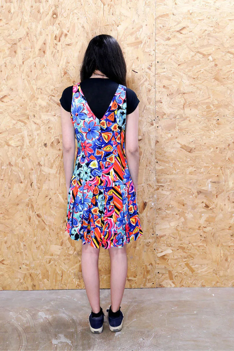 Abstract Print Drop Waist Dress