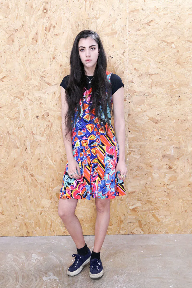 Abstract Print Drop Waist Dress