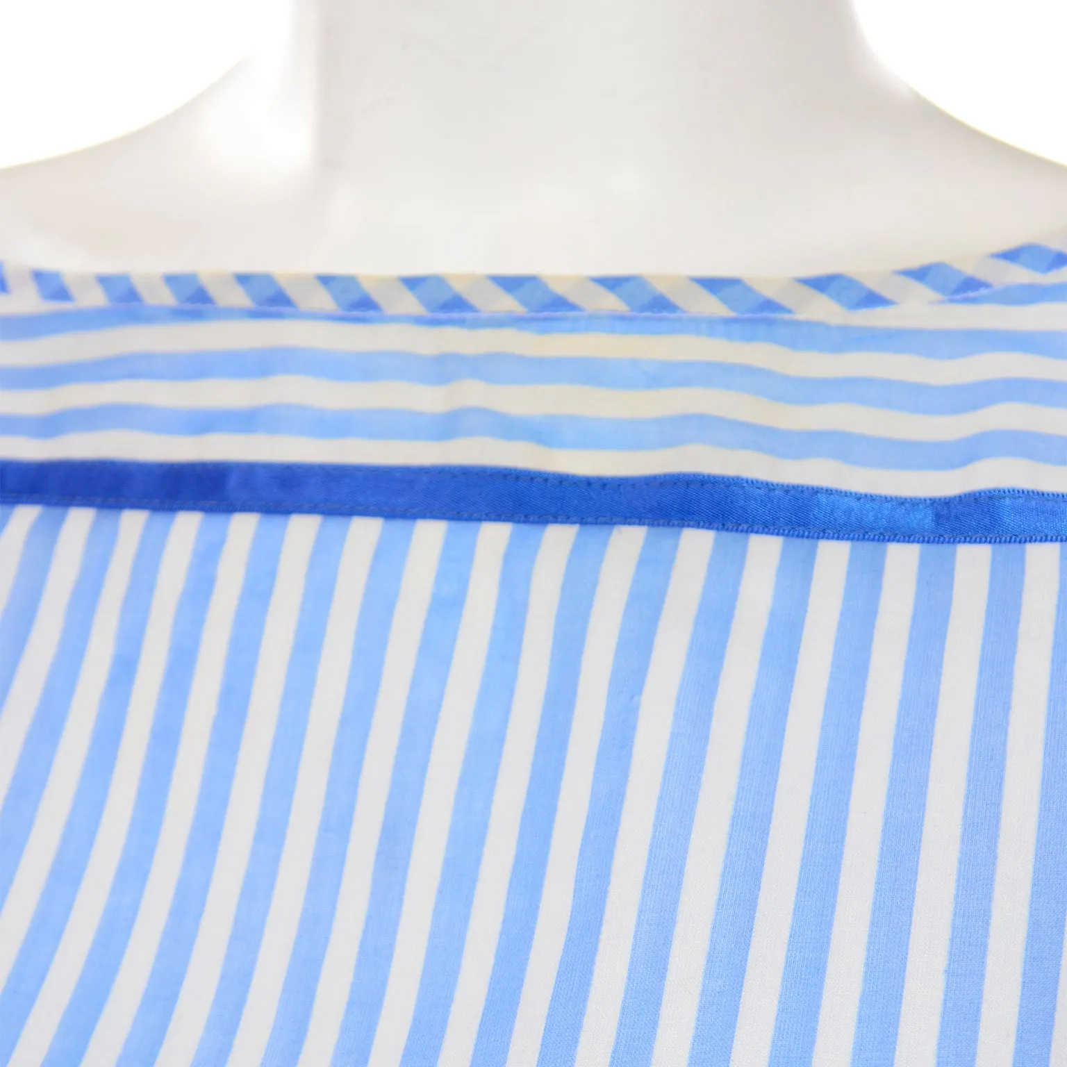 Albert Nipon Vintage Blue and White Striped Cotton Dress