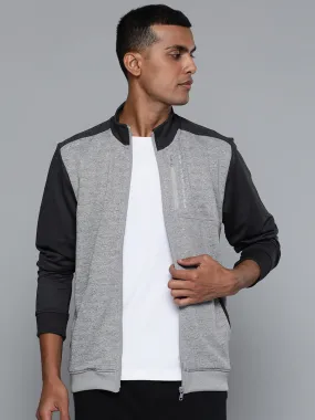 Alcis Men Grey Black Colourblocked Running Bomber Jacket