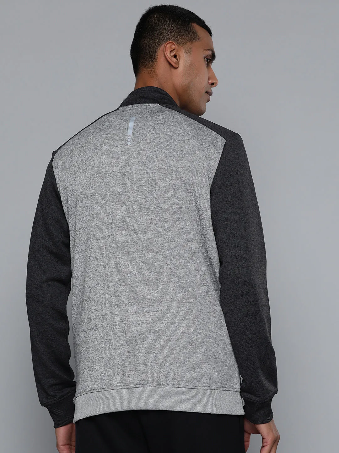 Alcis Men Grey Black Colourblocked Running Bomber Jacket