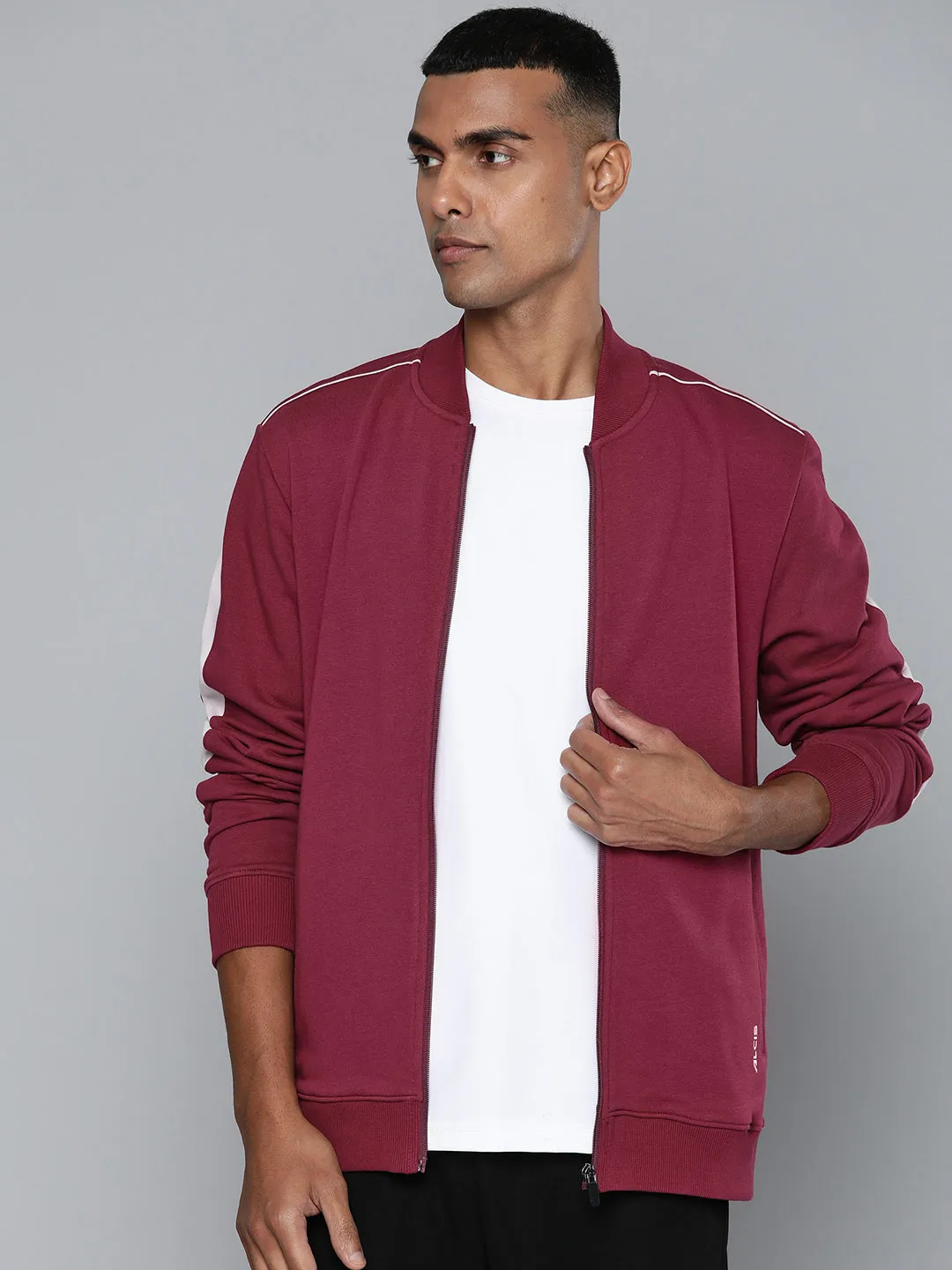 Alcis Men Maroon Printed Bomber Jacket