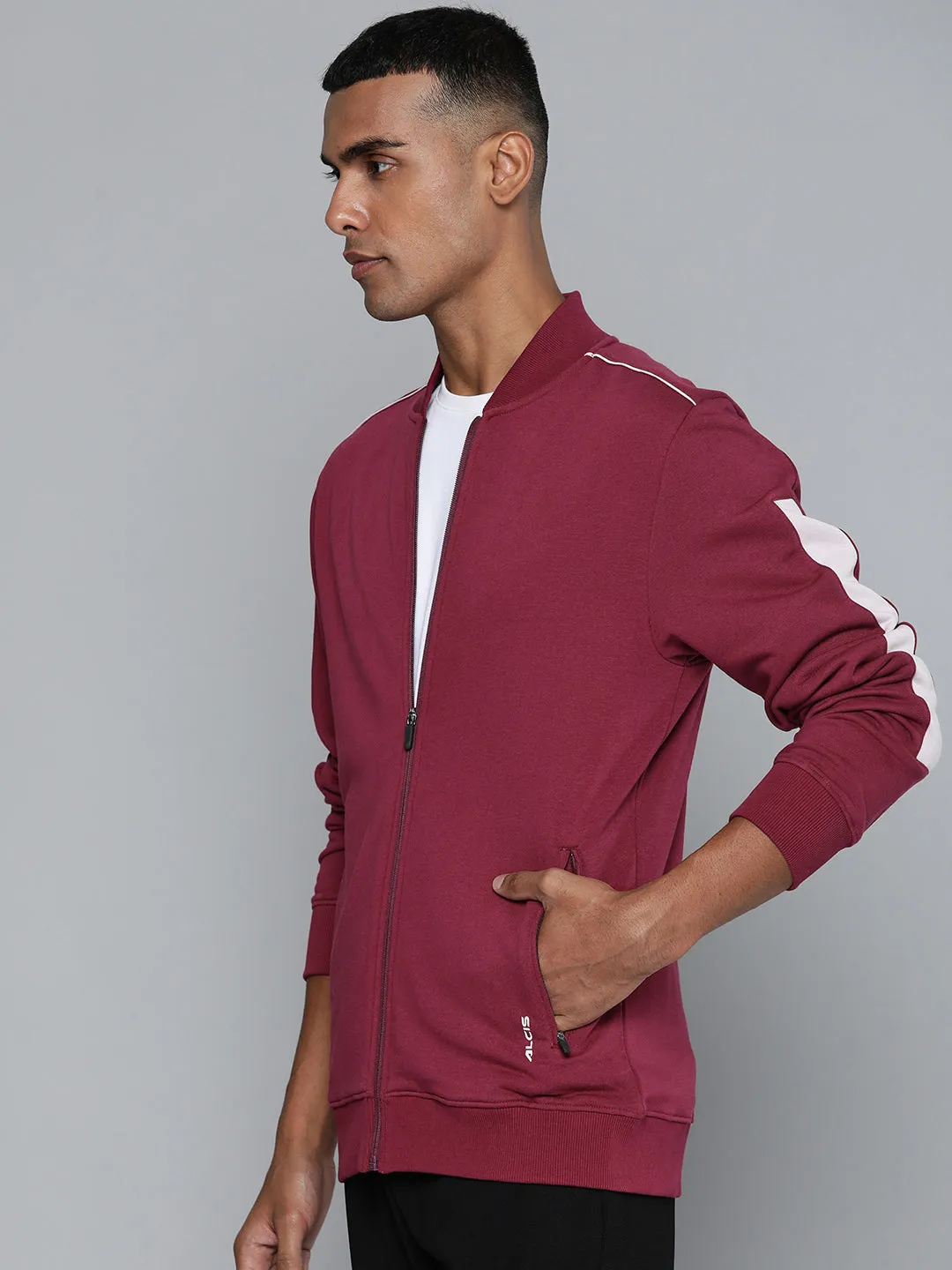 Alcis Men Maroon Printed Bomber Jacket