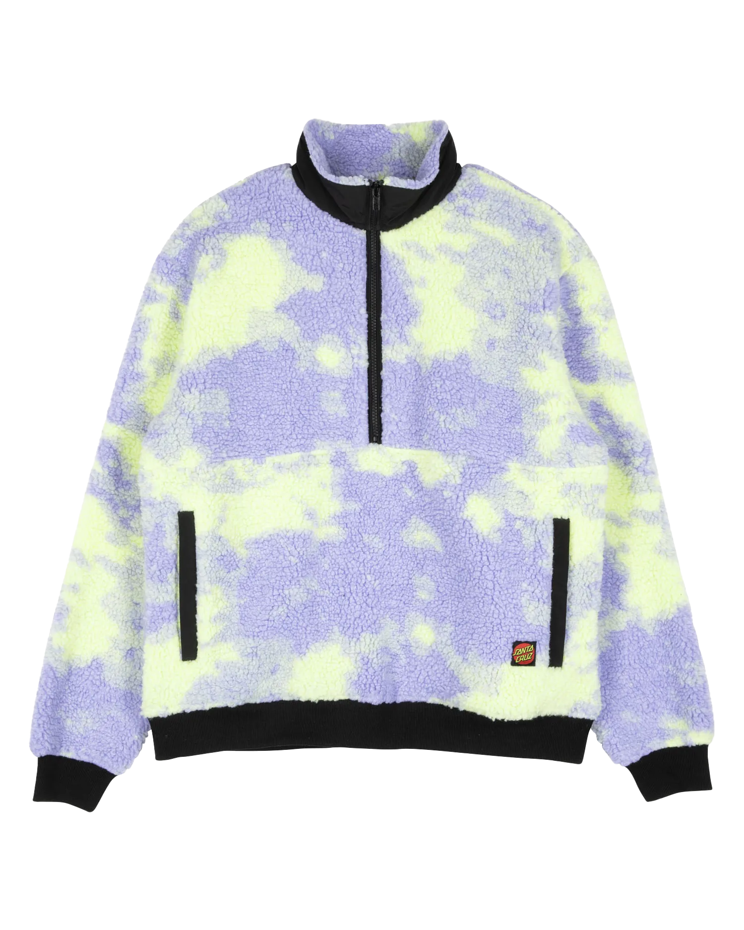 Astra Sherpa Fleece Jacket in Purple & Yellow Tie Dye