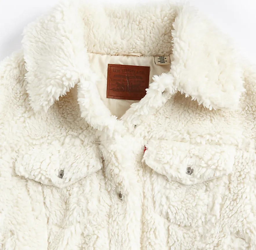 Baby Bubble Sherp Trucker Coat Coconut Milk