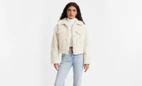 Baby Bubble Sherp Trucker Coat Coconut Milk