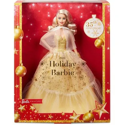 Barbie 13" Signature 2023 Holiday Collector Doll with Golden Gown and Blonde Hair