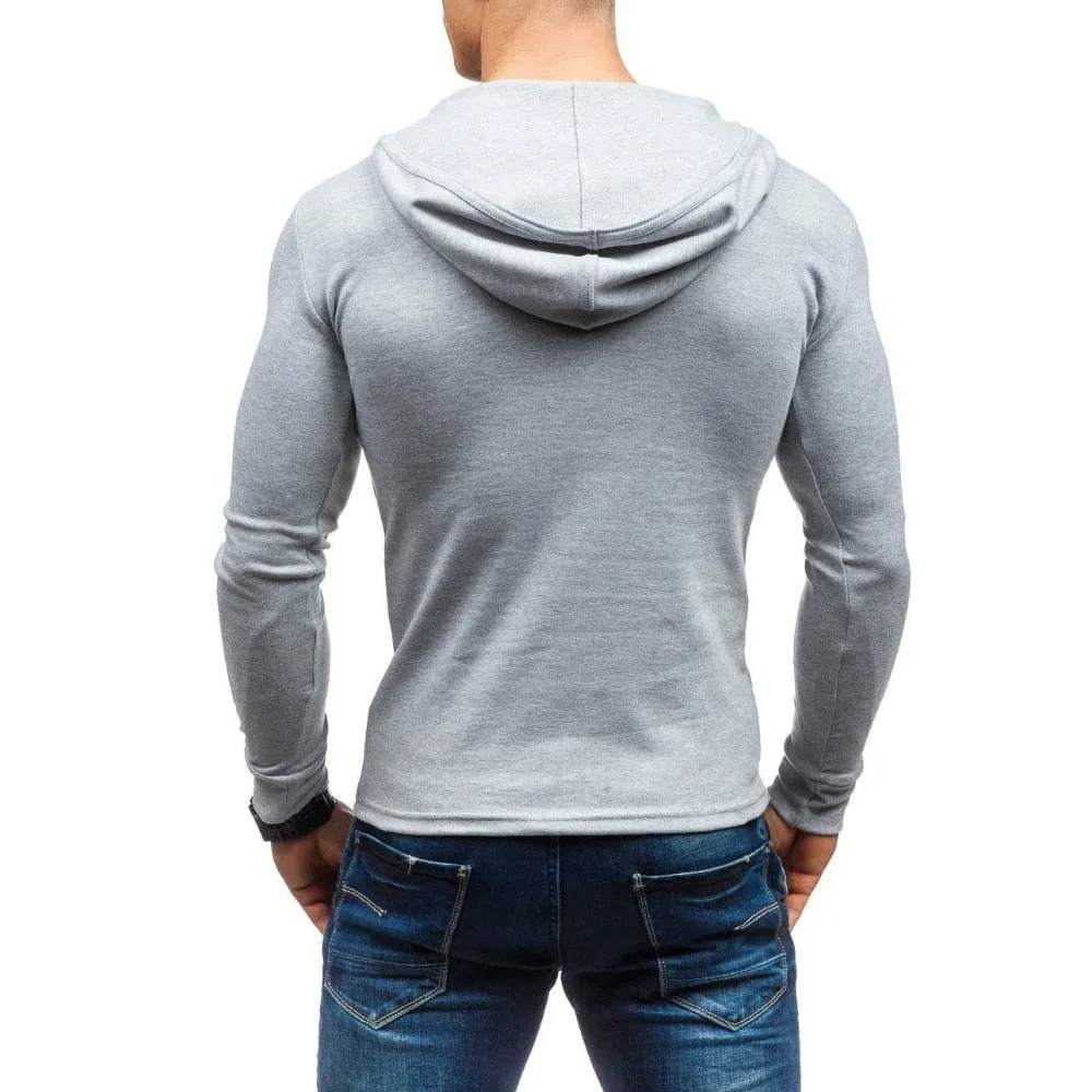 Basic O Neck Men Hooded Slim Long Sleeves T-Shirt