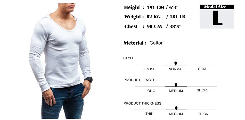 Basic O Neck Men Hooded Slim Long Sleeves T-Shirt