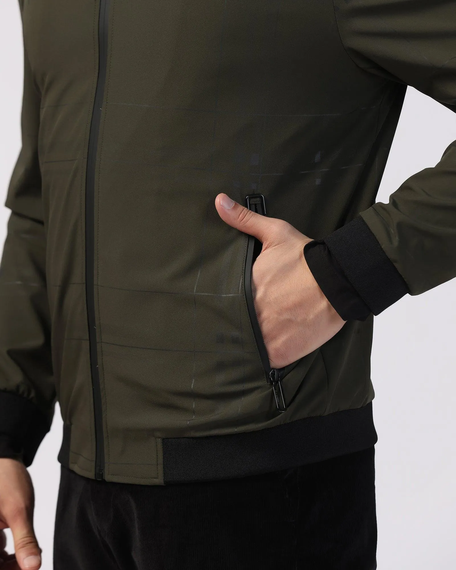 Bomber Olive Printed Zipper Jacket - Rafale