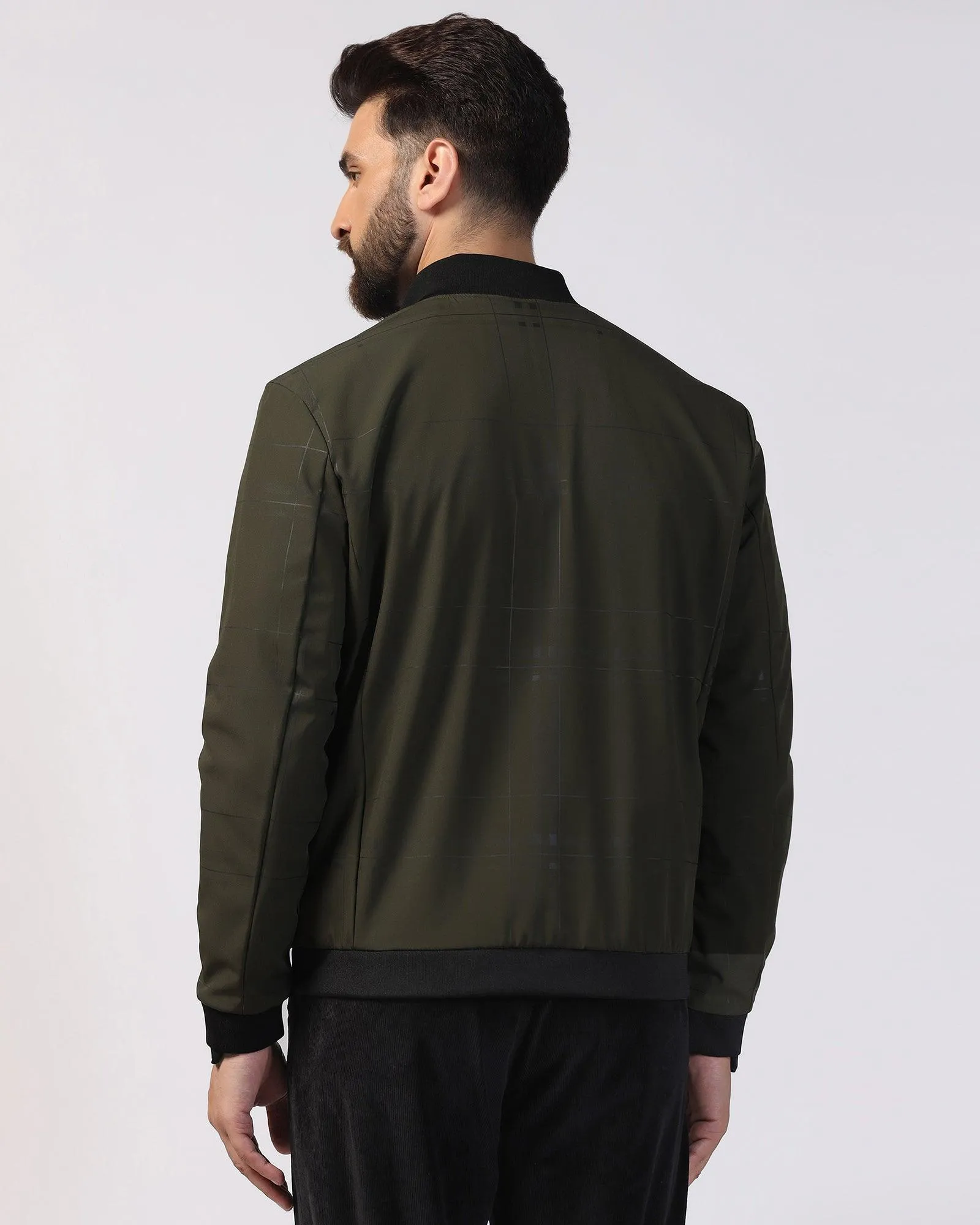 Bomber Olive Printed Zipper Jacket - Rafale