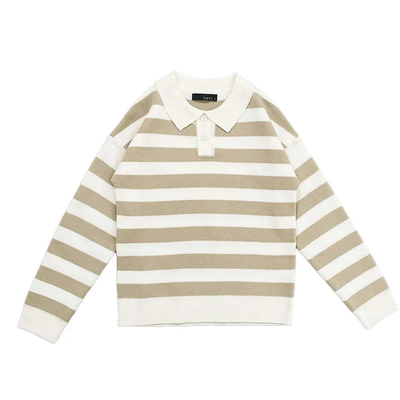 Boy Oversized Polo Sweater - Beige - SB2312285A