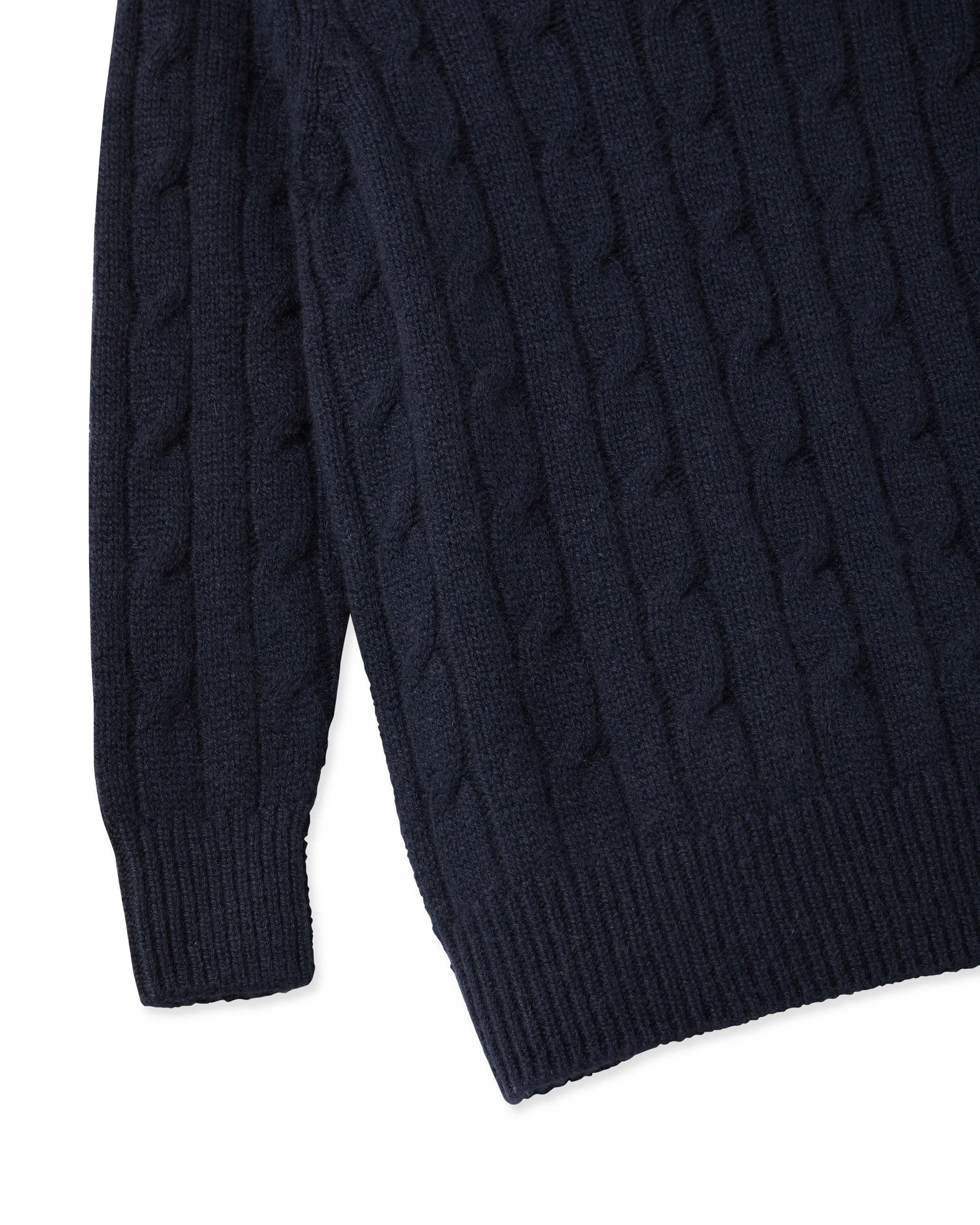 Boys Cable Turtle Neck Cashmere Sweater Navy Blue