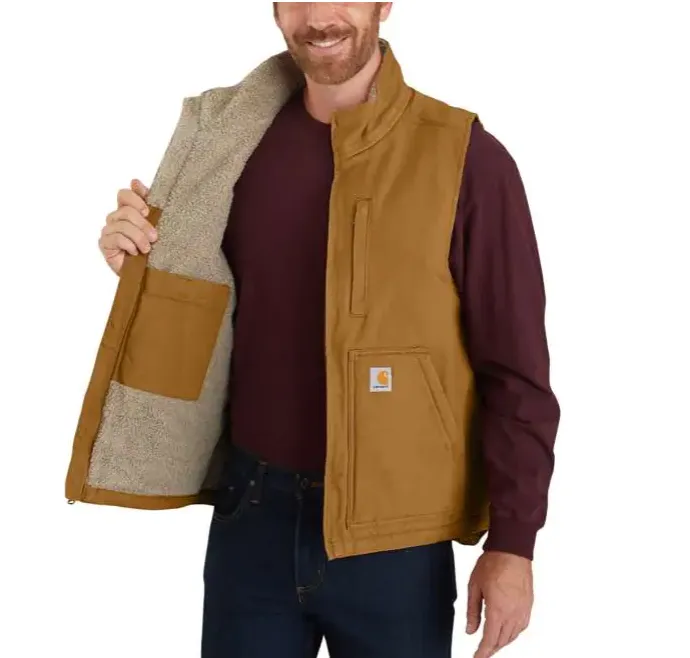 Carhartt Sherpa Lined Vest | Black, Navy, Gravel, Dark Brown & Carhartt Brown