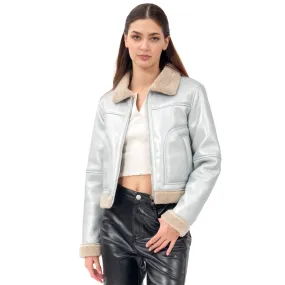 CHAMARRA PARA MUJER SILVER JACKET WITH SHERPA FOREVER 21