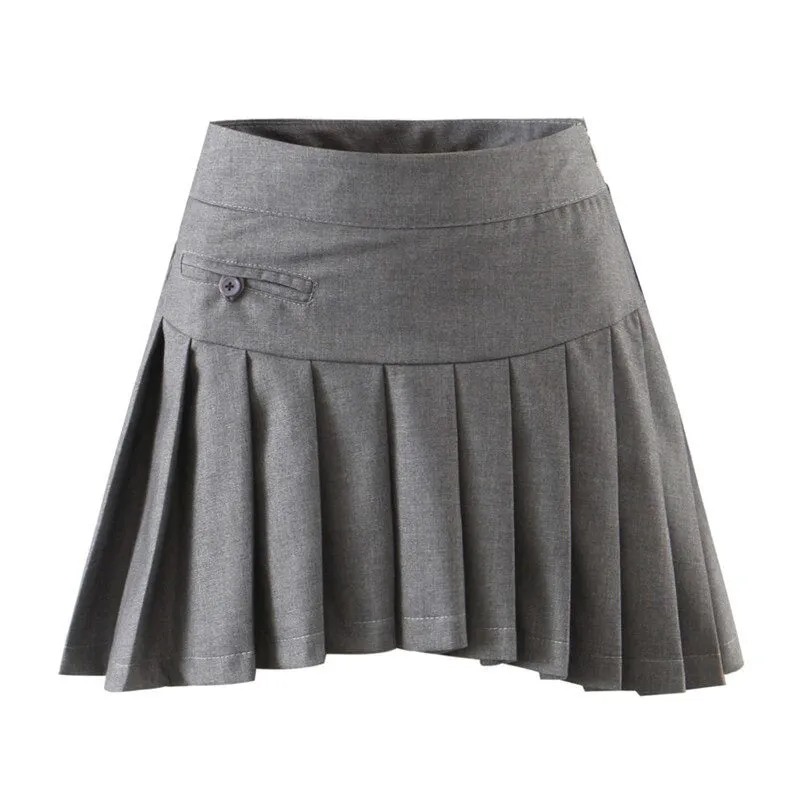 Classic Pleated A-line Mini Skirt with Side Zipper