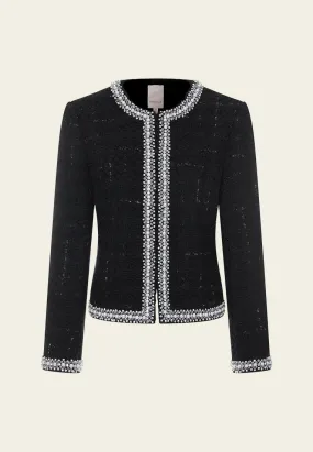 Contrasting Embellished-trim Lurex-detail Jacket