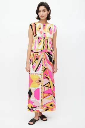 Cream & Multicolour Abstract Dress