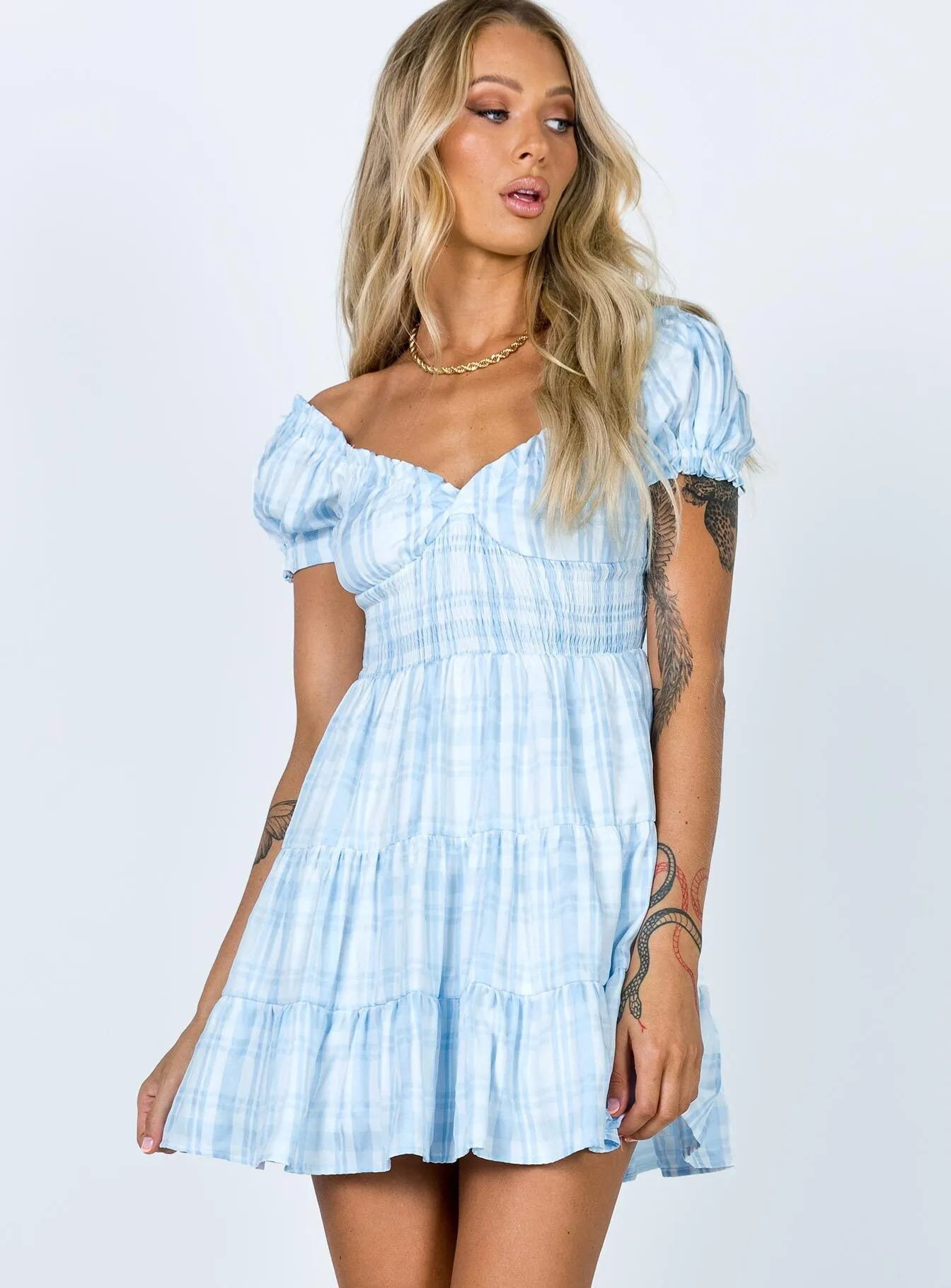 Daniela Mini Dress Blue Check