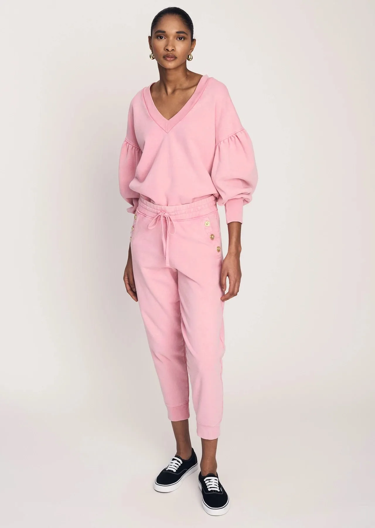 Derek Lam 10 Crosby - Jax Sweatpant with Sailor Buttons in Pink Lady