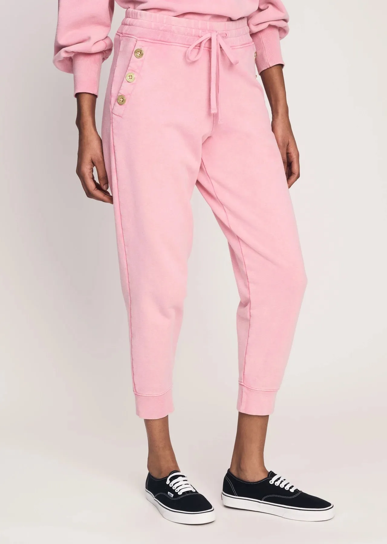 Derek Lam 10 Crosby - Jax Sweatpant with Sailor Buttons in Pink Lady