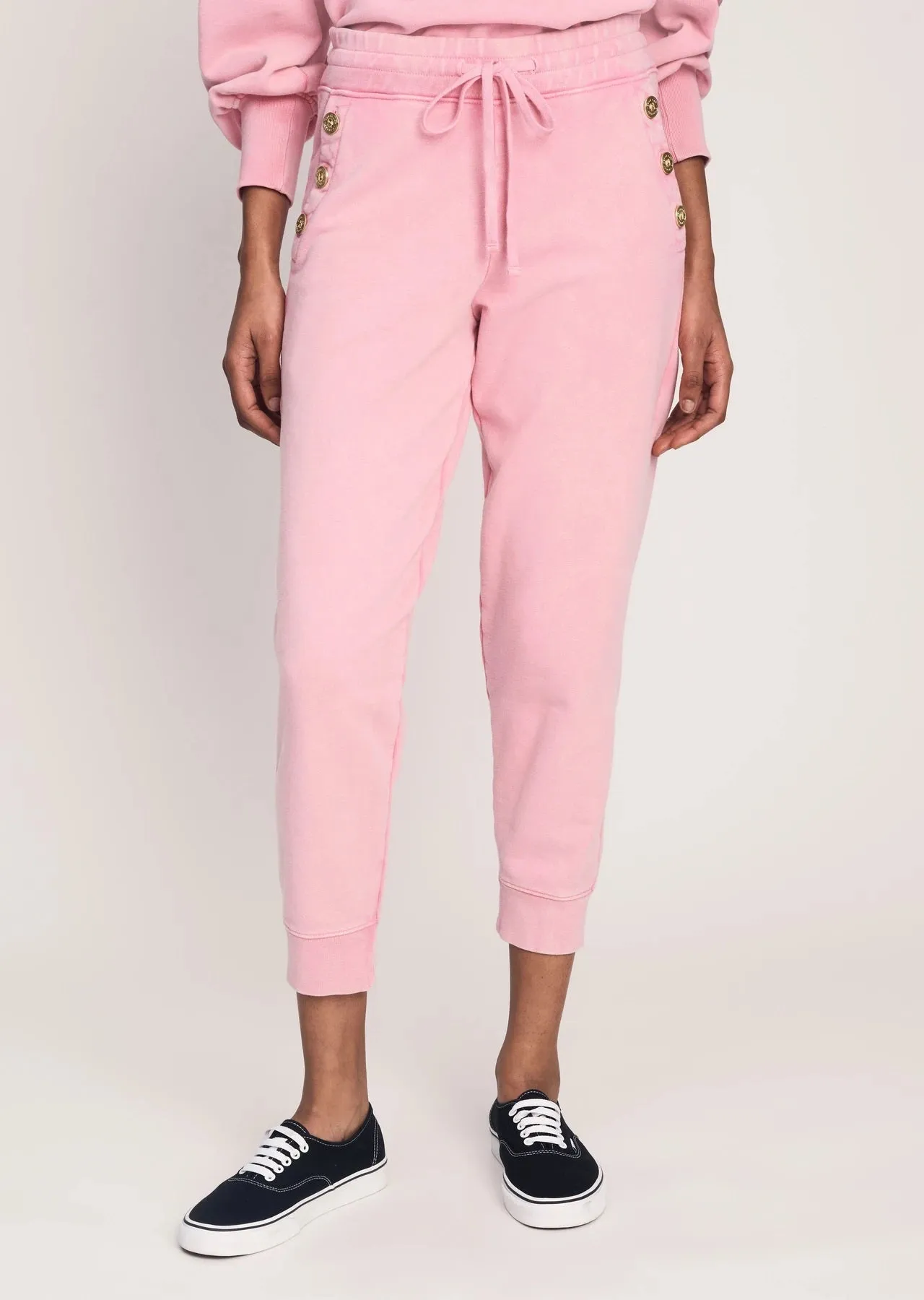 Derek Lam 10 Crosby - Jax Sweatpant with Sailor Buttons in Pink Lady