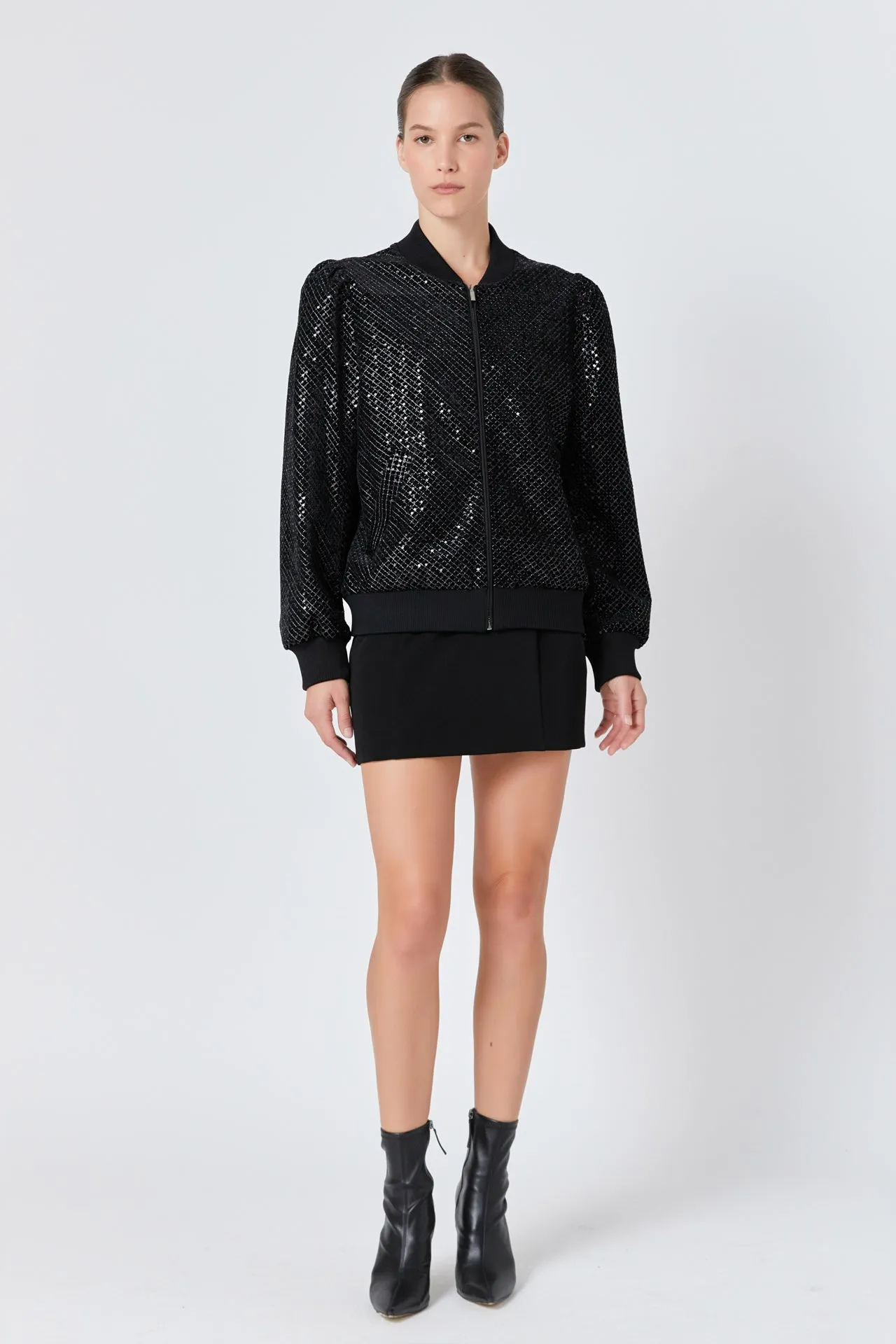 Endless Rose - Velvet Sequin Bomber Jacket