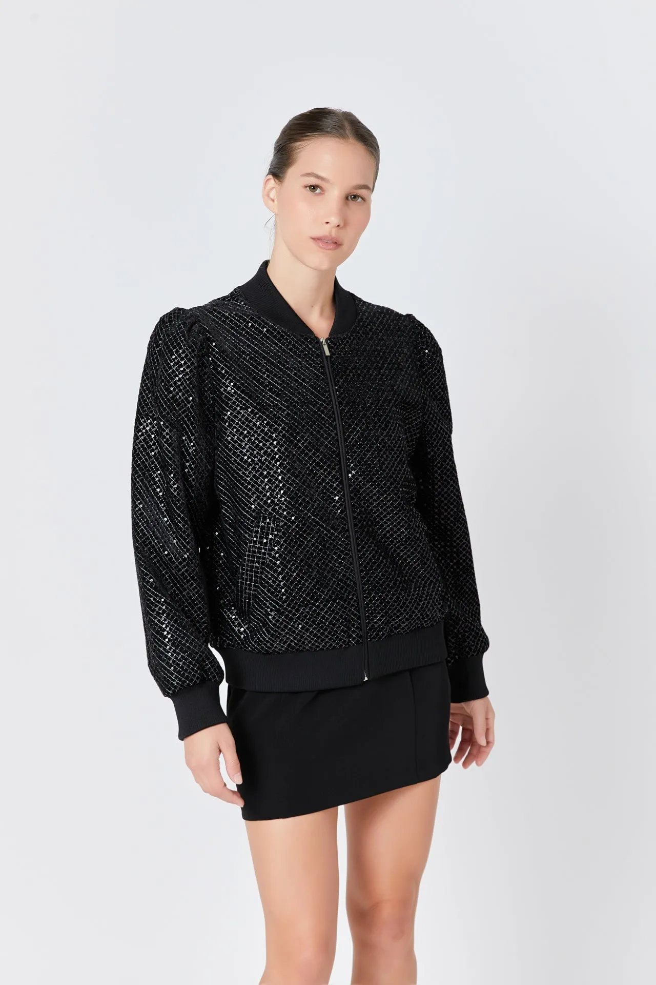 Endless Rose - Velvet Sequin Bomber Jacket