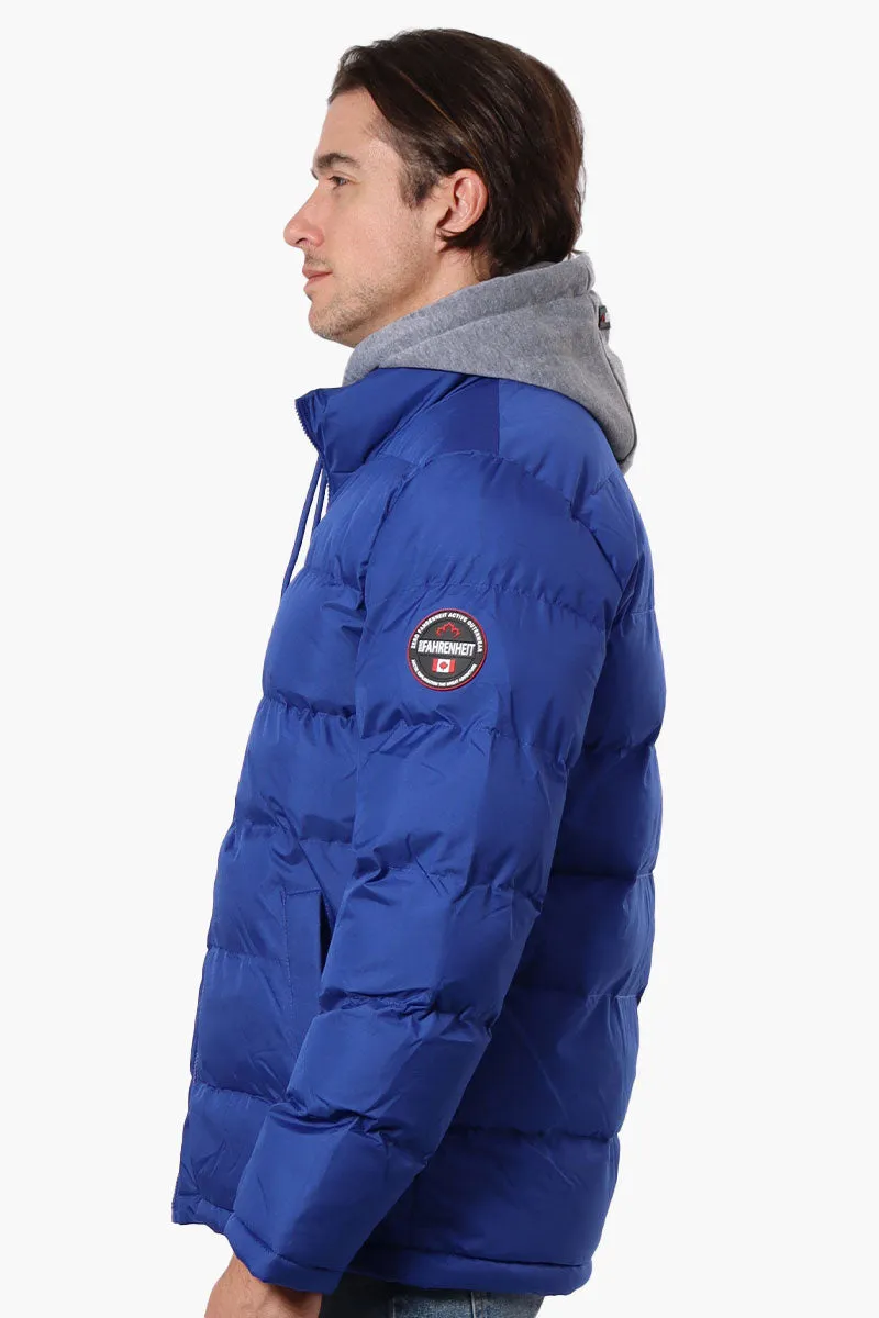 Fahrenheit Fleece Hood Bubble Bomber Jacket - Blue