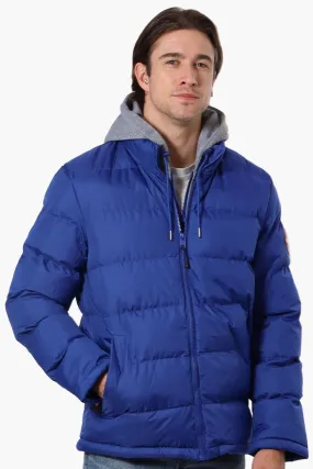 Fahrenheit Fleece Hood Bubble Bomber Jacket - Blue