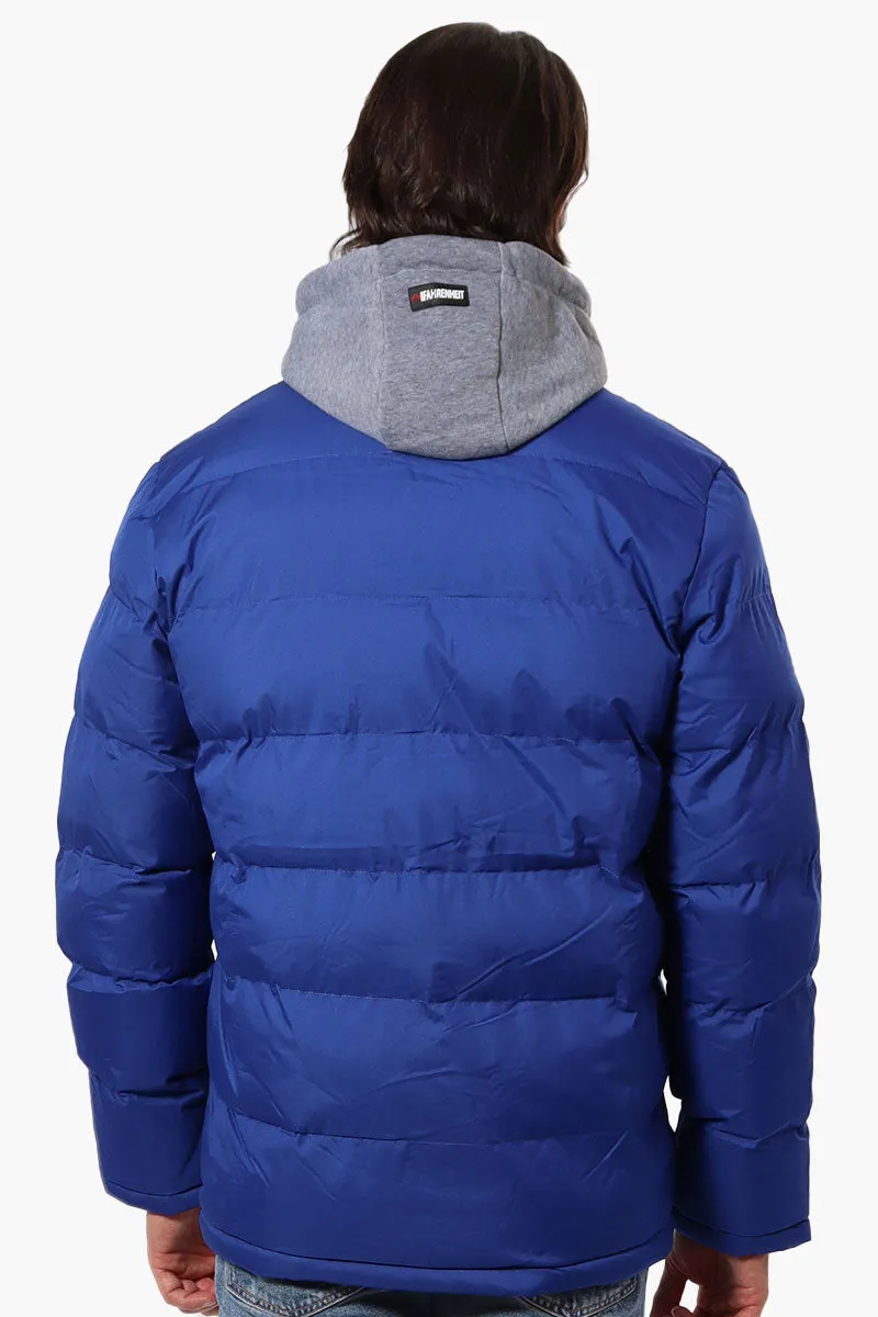 Fahrenheit Fleece Hood Bubble Bomber Jacket - Blue