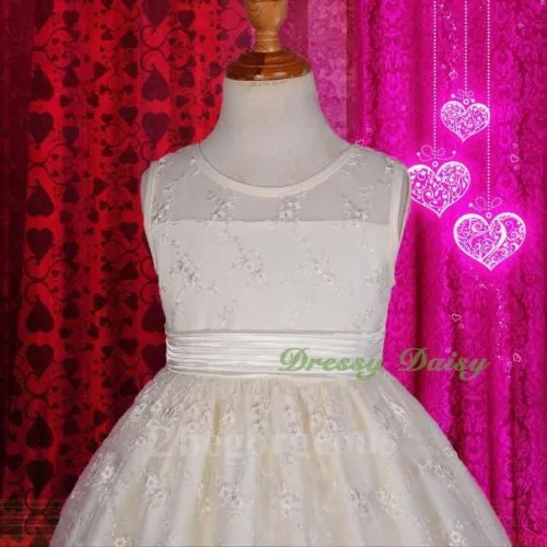 FG249 Floral Embroidered Wedding Flower Girl Dresses Party Pageant Dress Size 3-7