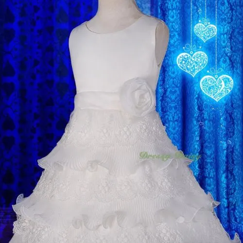 FG271 Girls' Lace Satin Flower Girl Dresses For Wedding Communion Pageant Size 2-11