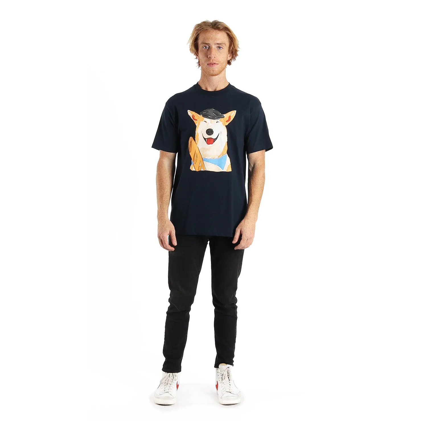 French Dog With Baguette graphic tee