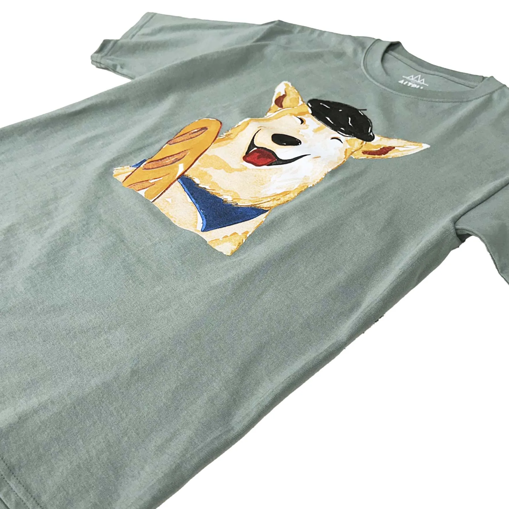 French Dog With Baguette graphic tee