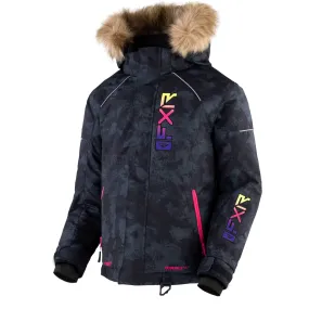 FXR Youth Fresh Snowmobile Jacket Black Camo/Neon Fusion Blue