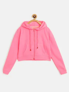 Girls Neon Pink Front Zipper Bomber Jacket - Lyush Kids