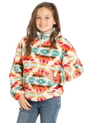 Girl's Rock & Roll Aztec 1/4 Zip Sherpa Sweatshirt