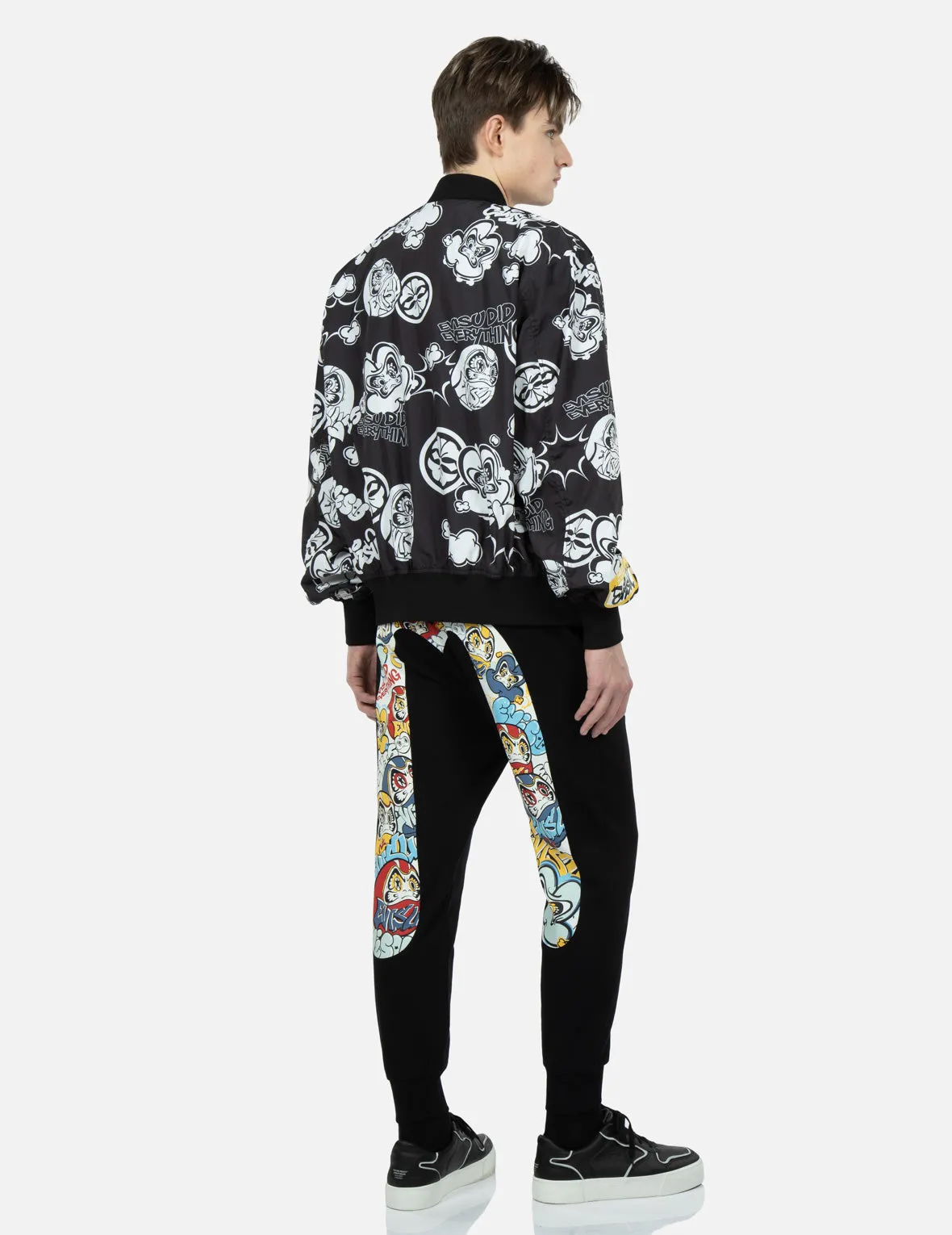 Graffiti Daruma Allover Print Bomber Jacket