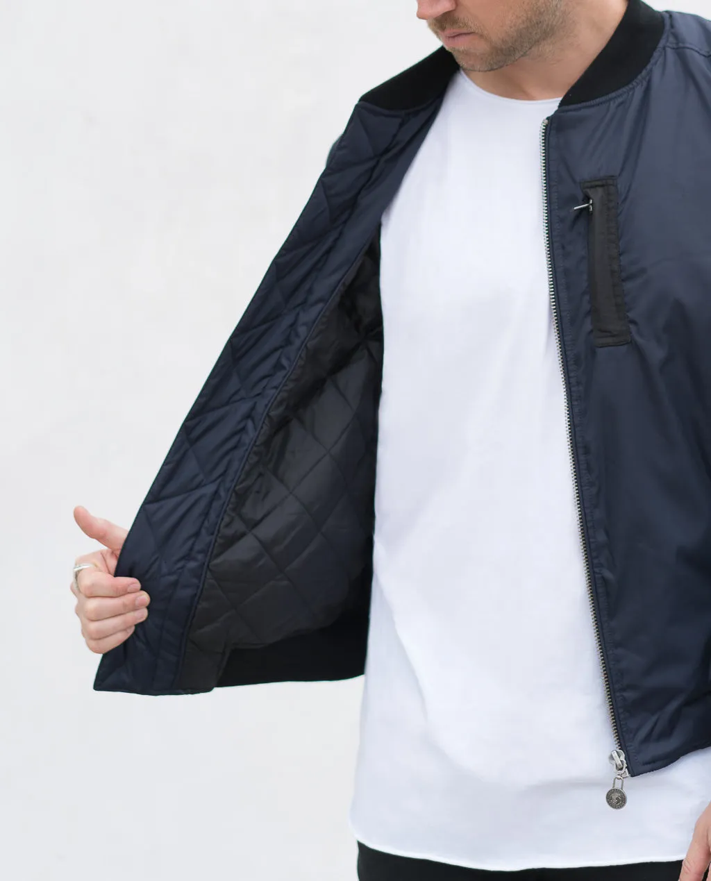 Hero Seven Commande Navy Quilted Bomber