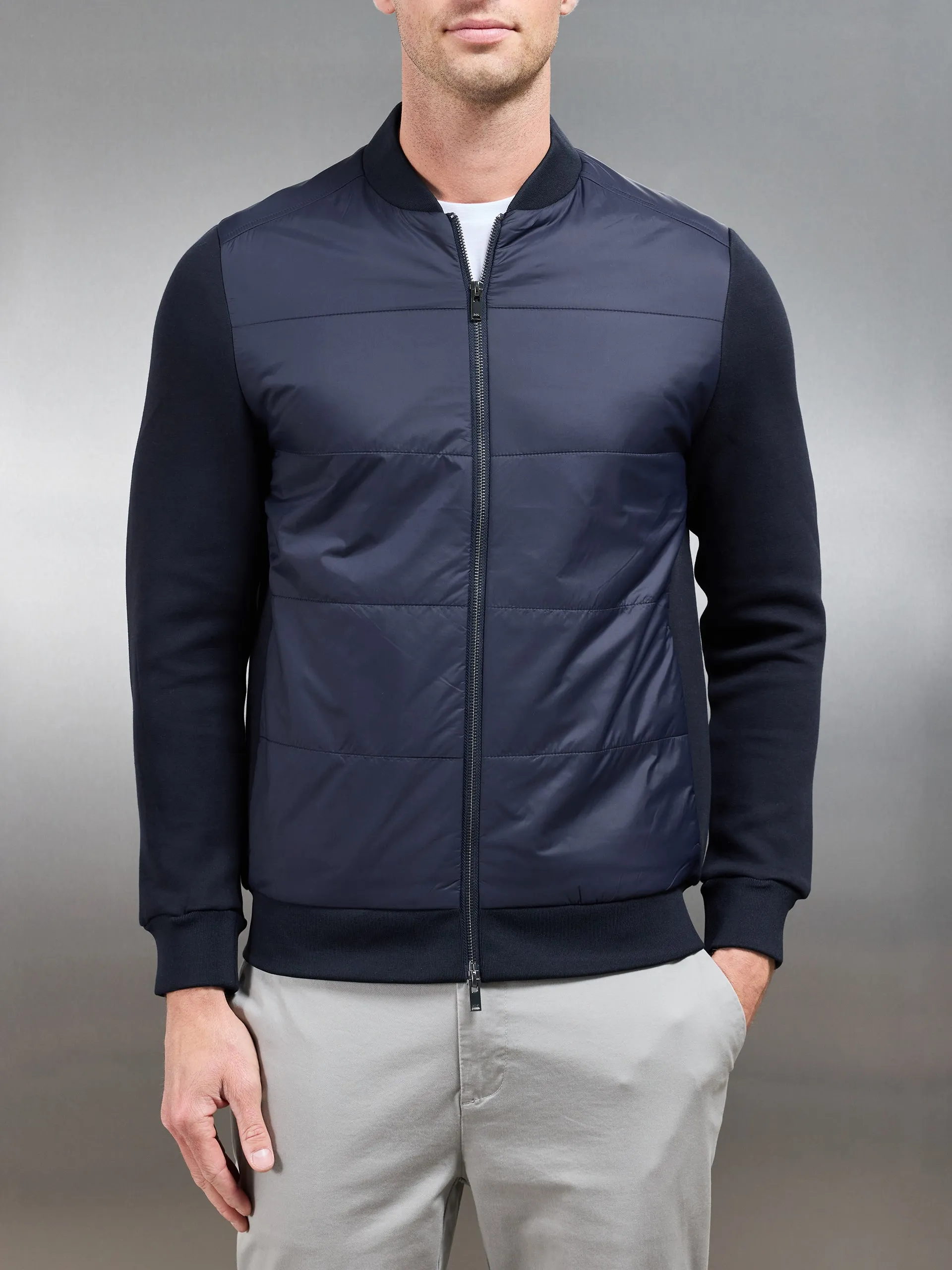 Hybrid Bomber Jacket in Navy