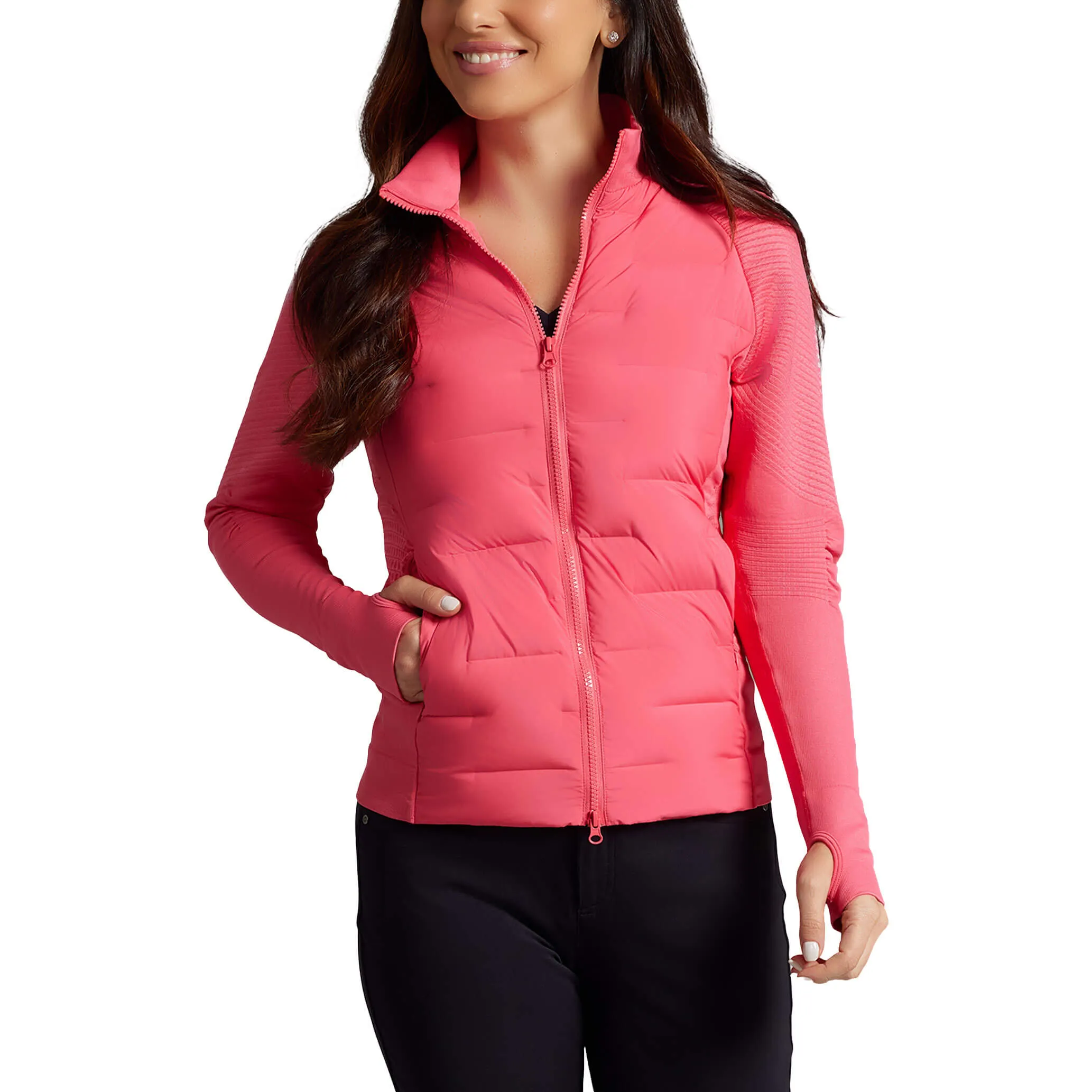 IBKUL Women's Hybrid Puff Jacket - Watermelon