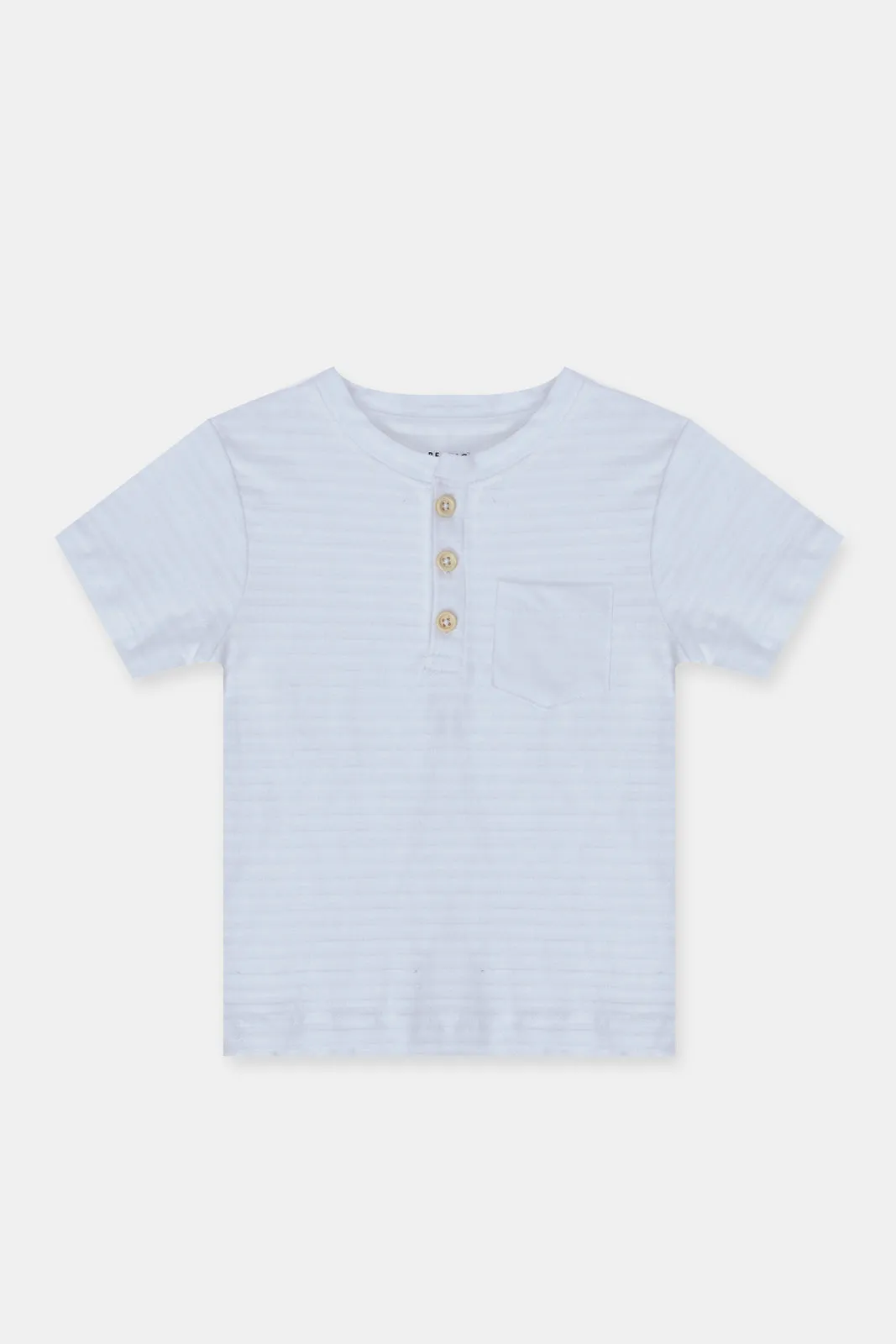 Infant Boys White Henley Jacquard T-Shirt