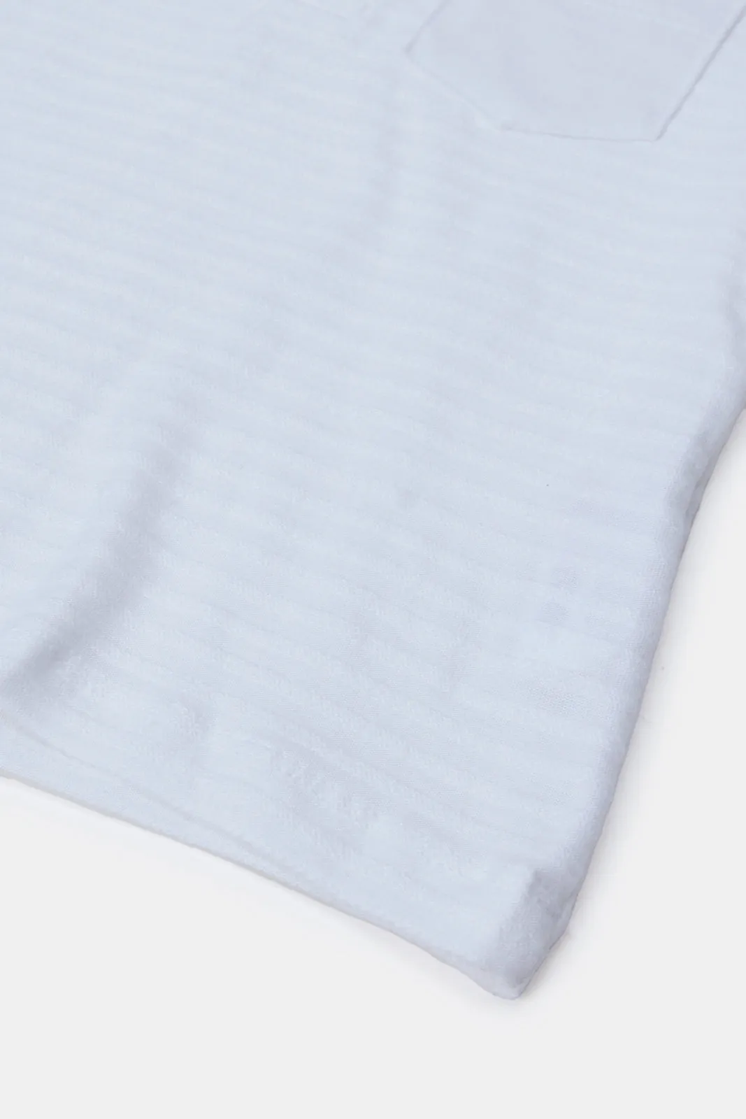 Infant Boys White Henley Jacquard T-Shirt