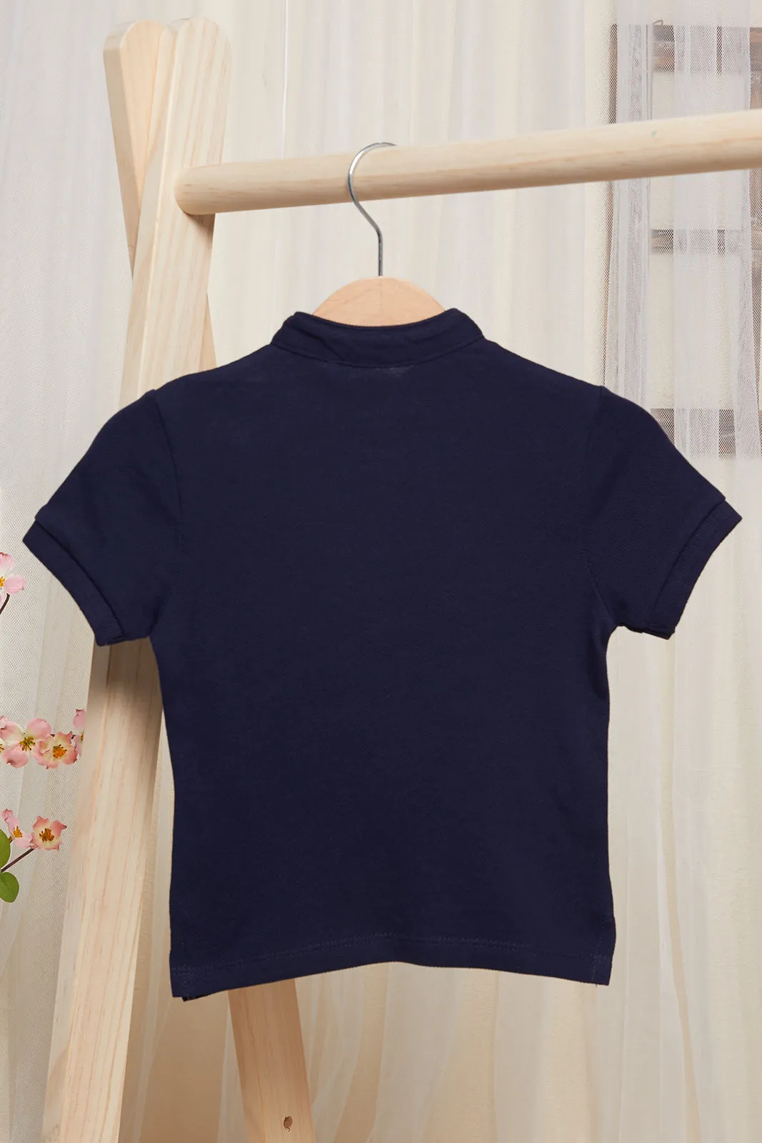 Infant Girls  Navy Henley Polo T-shirt